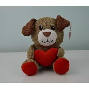 Animal Adventure Puppy Dog Plush Stuffed Animal Sweater Knit Red Heart Brown
